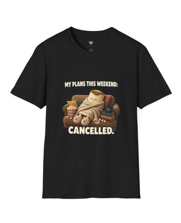 T‑Shirt — “My Plans This Weekend: Canceled” Cozy Burrito Lounge Tee