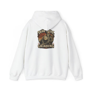 Hoodie — "Dead Tired Still Grinding" Vintage Skeleton Graphic