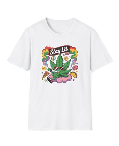 Stay Lit Unisex Softstyle T-Shirt - Retro Cannabis Vibes