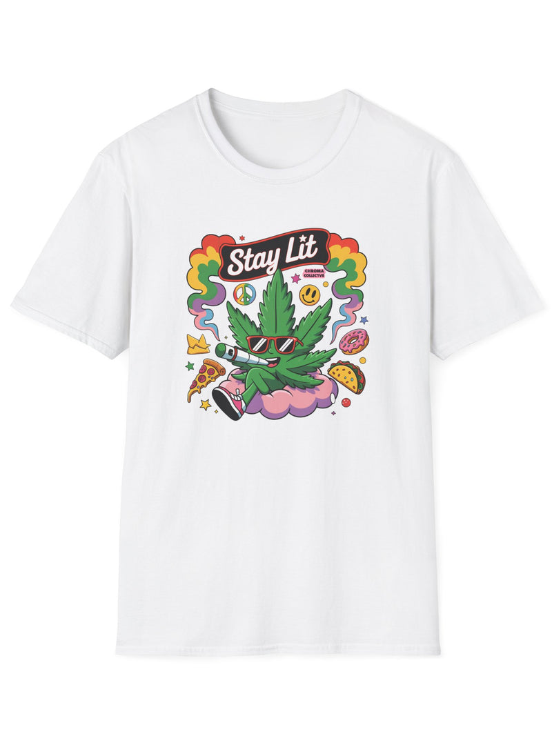 Stay Lit Unisex Softstyle T-Shirt - Retro Cannabis Vibes